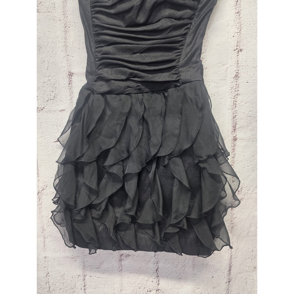 cache dresses cocktail and party Dress Womens 0 Black Ruffle Mini… Width Size:4E Satin Occasion Dress Maeve Halter Bow-Front A-Line Evening gowns